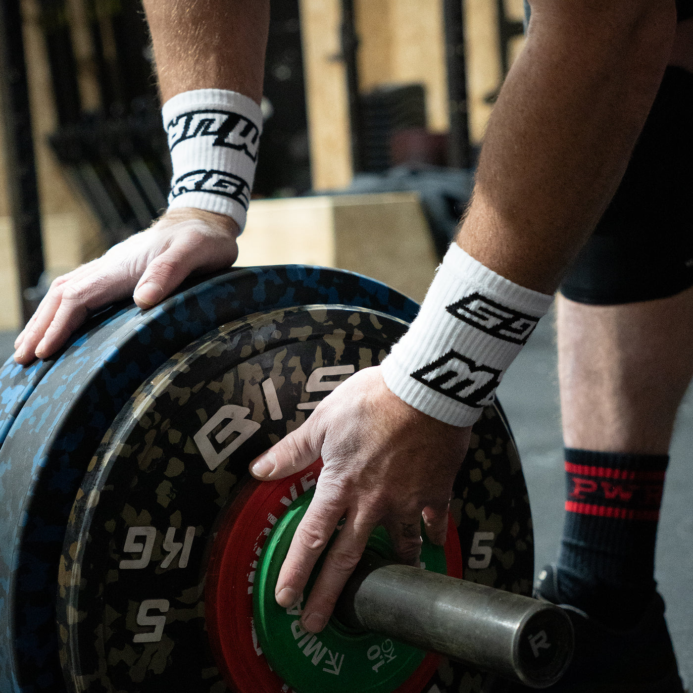 Murgs white crossfit wristbands weightlifting